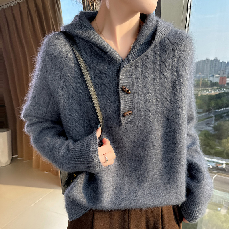 Wool Coat Peacoat - 100% puro visone cashmere lavorato a